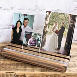 Personalised Wooden Photo Frame Holder - Multi-Aperture Photo Frame 5Th Wedding Anniversary- Housewarming Gift Rustic Beech Wood - thumbnail 3