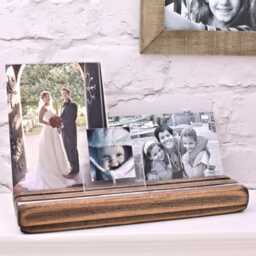 Personalised Wooden Photo Frame Holder - Multi-Aperture Photo Frame 5Th Wedding Anniversary- Housewarming Gift Rustic Beech Wood - thumbnail 2
