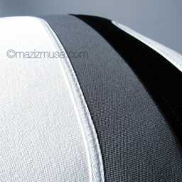 Granite Grey Sunbrella Outdoor Pillow Cover With Black Color Block, Mid Century Modern Cushions For Pool & Patio Seating, Mazizmuse - thumbnail 3