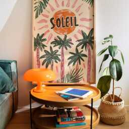 Soleil Colourful Sun & Palm Tree Print, Retro Poster, Abstract Modern Decor, Trendy Pink Green Art, Tropical Sunshine Art - thumbnail 2