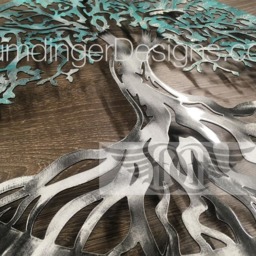 Tree Of Life Wall Decor Art Teal Silver Sparkle - thumbnail 4