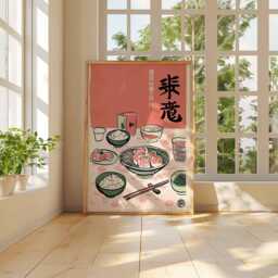 Japanese Food Art Print, Minimalist Kitchen Wall Poster, Sushi & Rice Illustration, Modern Asian Restaurant Decor Print - thumbnail 3
