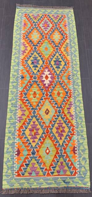 Kilim Runner Classic, Handmade Artisan Afghan Turkish Persian Qashqai Navajo Bohemian Wool Flatweave Multicolour 205x75 cm - image 1