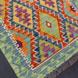 Kilim Runner Classic, Handmade Artisan Afghan Turkish Persian Qashqai Navajo Bohemian Wool Flatweave Multicolour 205x75 cm - thumbnail 2
