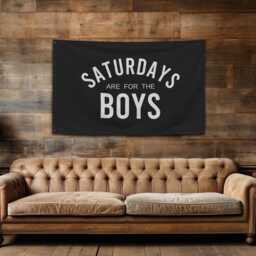 Saturdays Are For The Boys Banner Flag - Man Cave Flag, Game Day Decor, Fraternity Party Sign, Bar Funny Dorm Wall Art, Basement Decor - thumbnail 3