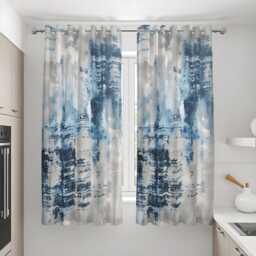 Modern Blue Brushstroke Curtains, Abstract Art Print Drapes, Custom Window Panels For Contemporary Living Room & Bedroom Decor - thumbnail 2