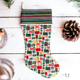 Rifle Paper Co Holiday Classics Ii Gifts in Cream Fabric Christmas Stocking - thumbnail 2