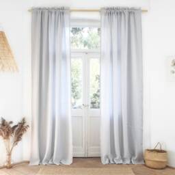 Light Gray Linen Curtain Panel, Stonewashed Rod Pocket Drapery, Custom Sizes - thumbnail 3