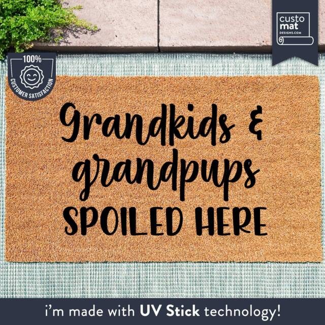 Grandkids & Grandpups Spoiled Here Mat - Grandchildren & Doormat For Grandparent Welcome Rug Grandparents - image 1