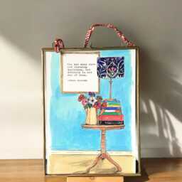 Framed Jane Austen Quote Print, Hand-Painted Books & Flowers - thumbnail 2