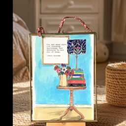 Framed Jane Austen Quote Print, Hand-Painted Books & Flowers - thumbnail 3