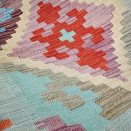 Tribal Runner Rug, Handmade Artisan Afghan Turkish Aztec Navajo Wool Kilim Rug 397x80 cm - thumbnail 4