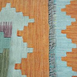 Tribal Runner Rug, Handmade Artisan Afghan Turkish Aztec Navajo Wool Kilim Rug 397x80 cm - thumbnail 3