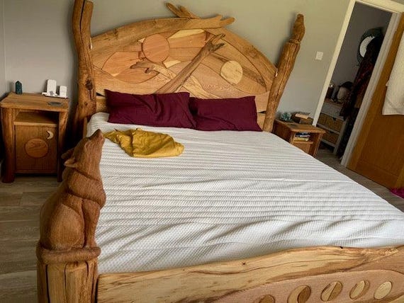 Handcrafted Woodland Sunrise Bed - Custom Wooden Design