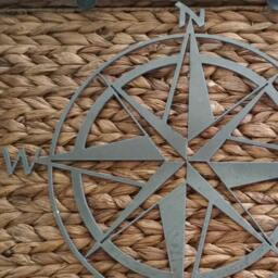 Rustic Nautical Compass Recycled Metal Art 30 Inch Custom Nautical Rose - thumbnail 3