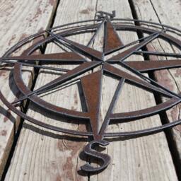 Rustic Nautical Compass Recycled Metal Art 30 Inch Custom Nautical Rose