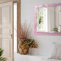Pink Stars Mirror, Rectangular Mirror With Frame, Wall Printed Decorative Bathroom - thumbnail 3