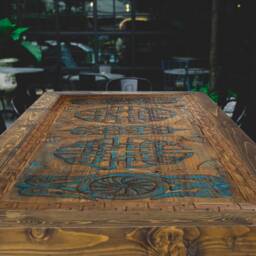 Celtic Carved Wooden Table Handcrafted Farmhouse Dining Table - thumbnail 3