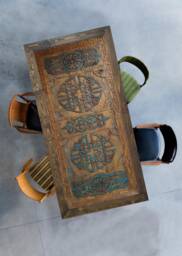 Celtic Carved Wooden Table Handcrafted Farmhouse Dining Table - thumbnail 1