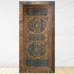 Celtic Carved Wooden Table Handcrafted Farmhouse Dining Table - thumbnail 2