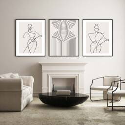 Abstract Woman Line Art Print Set Beige Rainbow Arch Trio - thumbnail 2