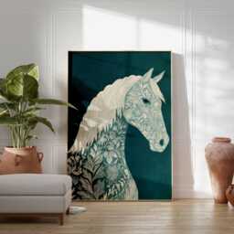 Floral Horse Poster - Elegant Botanical Illustration Wall Art Print, Nature Inspired Animal Artwork For Living Room Decor - thumbnail 3