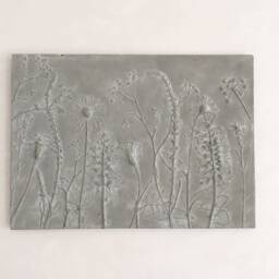 Tile Wild Flowers Mix Cast Concrete. Botanical Decorative Unique Plaster Wall Art Frame Wood Impression Pressed Flowers Eco Friendly - thumbnail 2