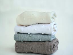 Knitted Baby Blanket in Alpaca Blend Yarn, Soft & Warm - thumbnail 1