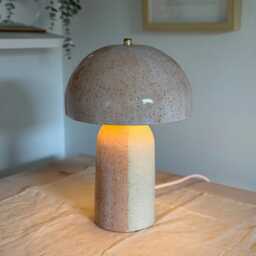 Pink Ceramic Mushroom Lamp, Mid-Century Modern Bedside Light - thumbnail 2