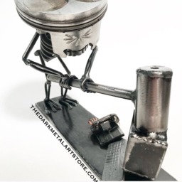 Upcycled Metal Customer Service Sculpture Handmade Desk Art - thumbnail 4