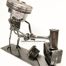Upcycled Metal Customer Service Sculpture Handmade Desk Art