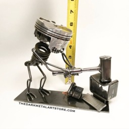 Upcycled Metal Customer Service Sculpture Handmade Desk Art - thumbnail 2