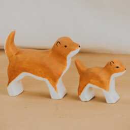 Wooden Shiba Inu Toy Dogs - Montessori Farm Animals & Pet Figurines For Play & Decor - thumbnail 3
