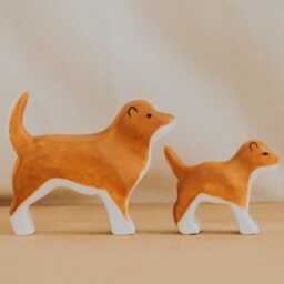 Wooden Shiba Inu Toy Dogs - Montessori Farm Animals & Pet Figurines For Play & Decor - thumbnail 2