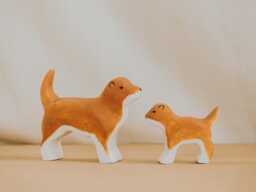Wooden Shiba Inu Toy Dogs - Montessori Farm Animals & Pet Figurines For Play & Decor