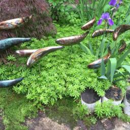 Stainless Steel Fish Sculpture For Garden Landscape Welded Metal Lawn Art Outdoor Decor - thumbnail 4