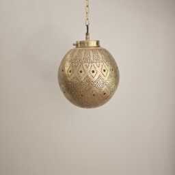 Moroccan Ball Pendant Light in Brass - thumbnail 2