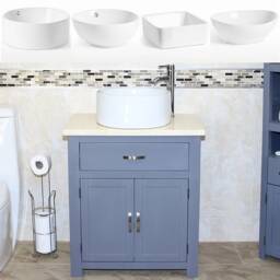 Bathroom Grey Painted Vanity Unit - With Cream Marble Top & Ceramic Basin Choice 502Gcmcbc - thumbnail 2