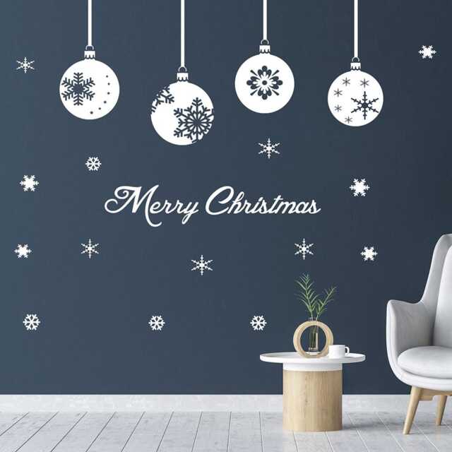 Christmas Baubles Wall Sticker, Snowflake Window Decals - image 1