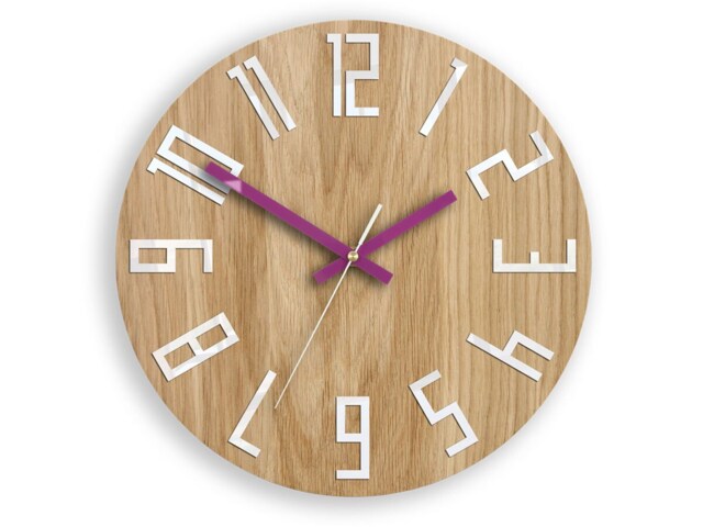 Wall Clock, Large Wall Clock, Unique Gift Unusual Modern Abstract Style, Slim_Wood_Violet - image 1