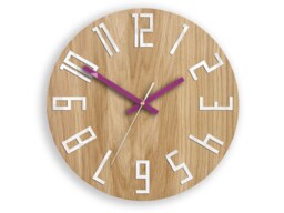 Wall Clock, Large Wall Clock, Unique Gift Unusual Modern Abstract Style, Slim_Wood_Violet
