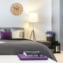 Wall Clock, Large Wall Clock, Unique Gift Unusual Modern Abstract Style, Slim_Wood_Violet - thumbnail 3