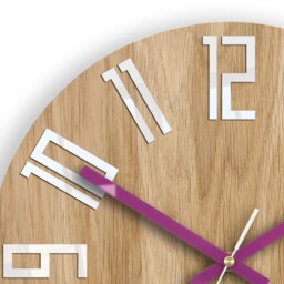 Wall Clock, Large Wall Clock, Unique Gift Unusual Modern Abstract Style, Slim_Wood_Violet - thumbnail 2