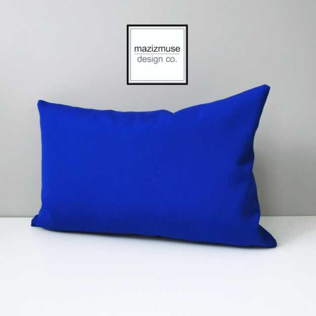 True Blue Sunbrella?? Outdoor Pillow Cover in Deep Royal For Pool & Patio Lounge Chairs, Decorative Cushion Covers By Mazizmuse - image 1