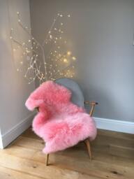 Candy Pink Sheepskin Rug, Fluffy Genuine British Pelt