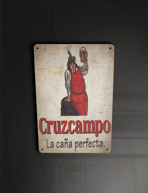 Cruzcampo Beer Drink Pub - Metal Sign Plaque Wall Art Decor Signage