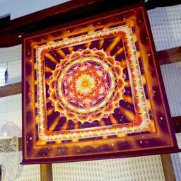 Flower Of Life Print Batik Wall Decor Mandala Hanging, Original Art Batik, Gift Idea For New Home, Psychedelic Spiritual Suntribe - thumbnail 2