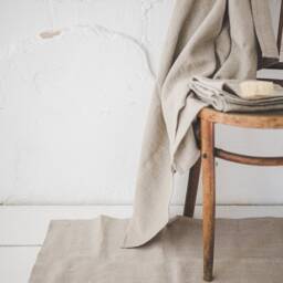 Natural Linen Bath Mat, Stonewashed Shower Farmhouse Bathroom Floor Double-Layered Washable Rug - thumbnail 2
