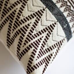 Embroidered Lumbar Pillow Cover Cream Black Tribal Design - thumbnail 4