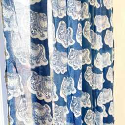 Indigo Elephant Hand Block Print Curtain Boho Cotton Panel - Set Of Two - thumbnail 3